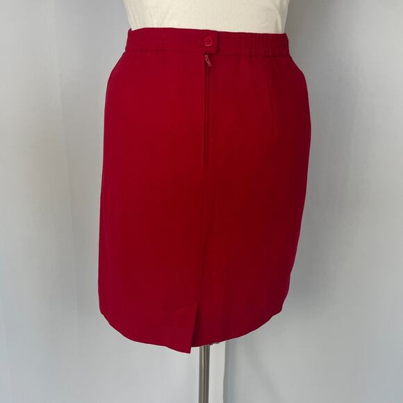 Vintage Mini Skirt Size 18W Red Solid Short Mini Worsted Wool Preppy Minimal 90s - Picture 6 of 11
